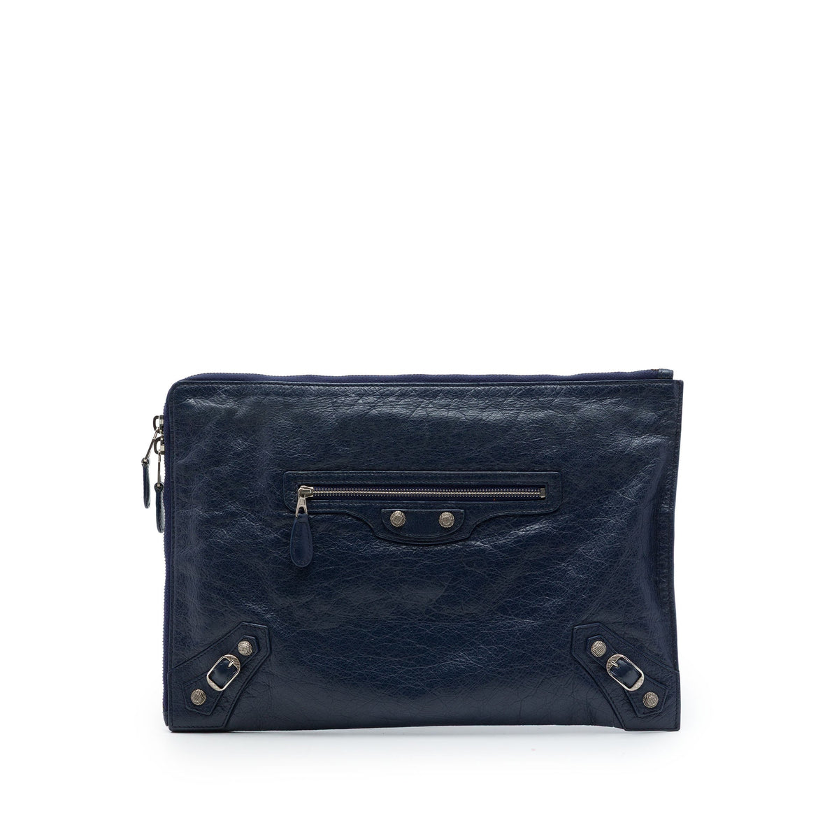 Balenciaga Lambskin Motocross Giant 12 Zip Around Flat Clutch