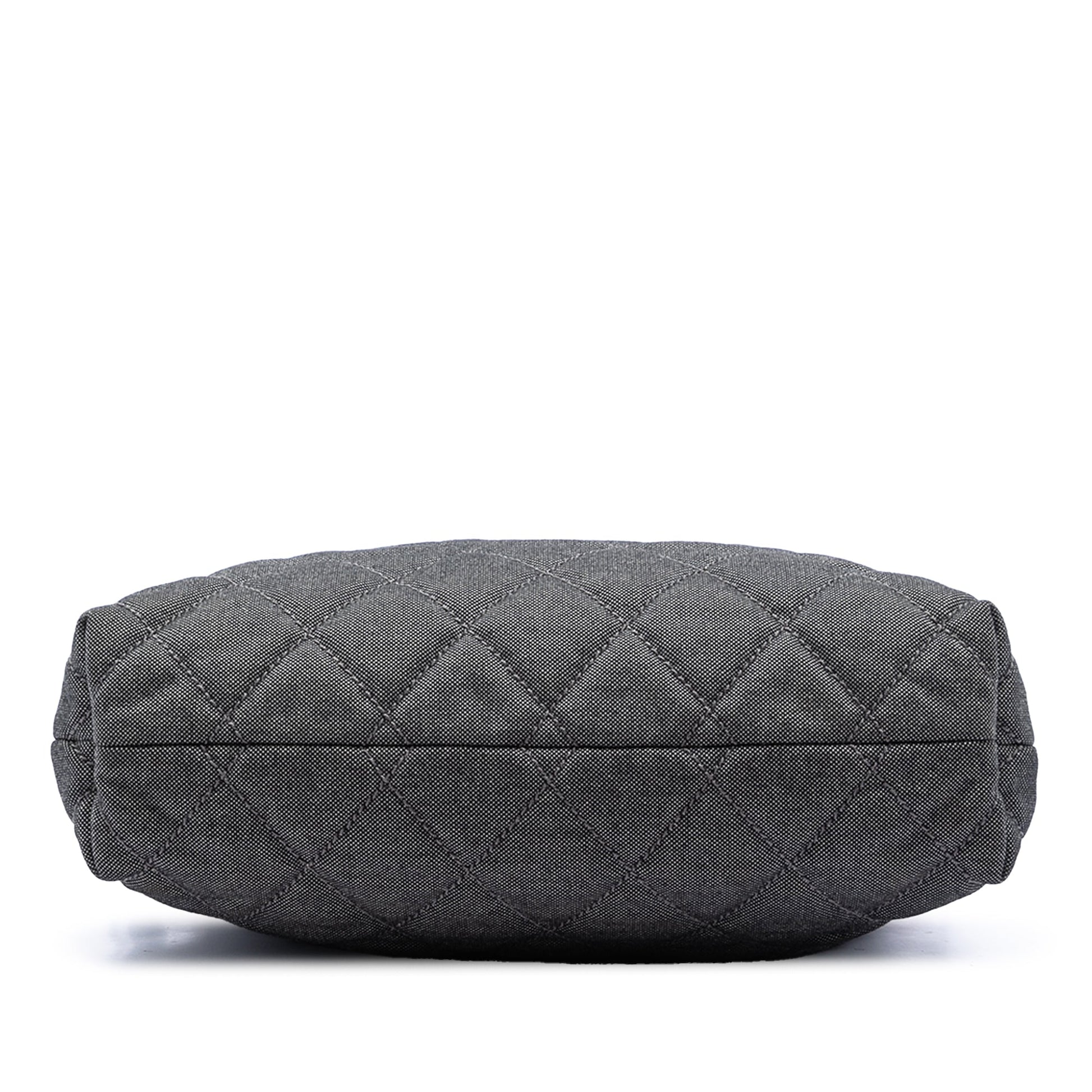 Chanel CC Quilted Denim Grosgrain Drawstring Tote