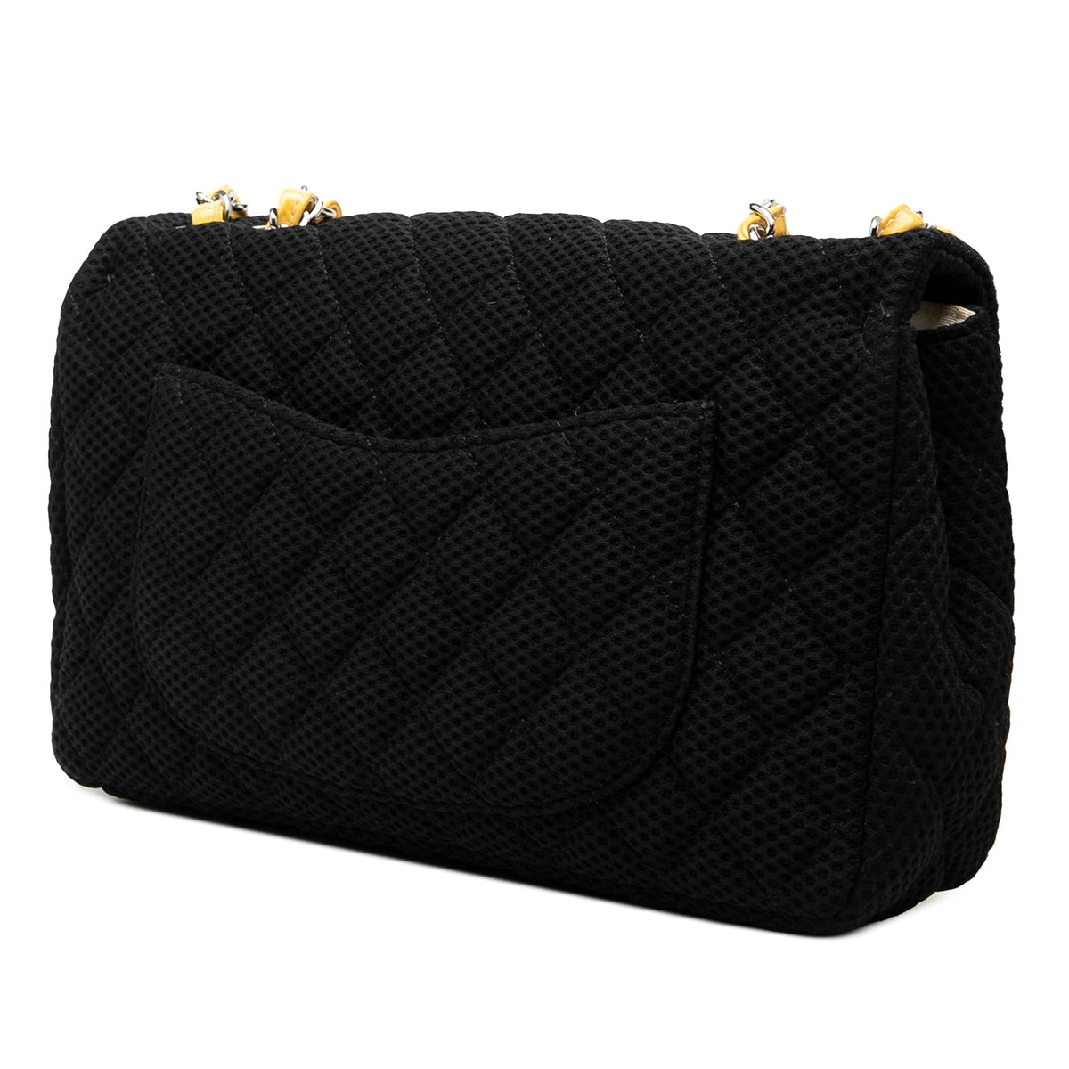 Chanel Medium Quilted Perforated Jersey Single Flap — Black