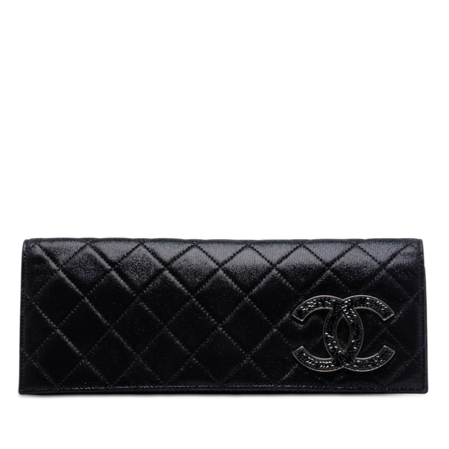Quilted Iridescent Suede Crystal CC Clutch