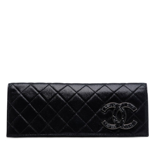 Quilted Iridescent Suede Crystal CC Clutch