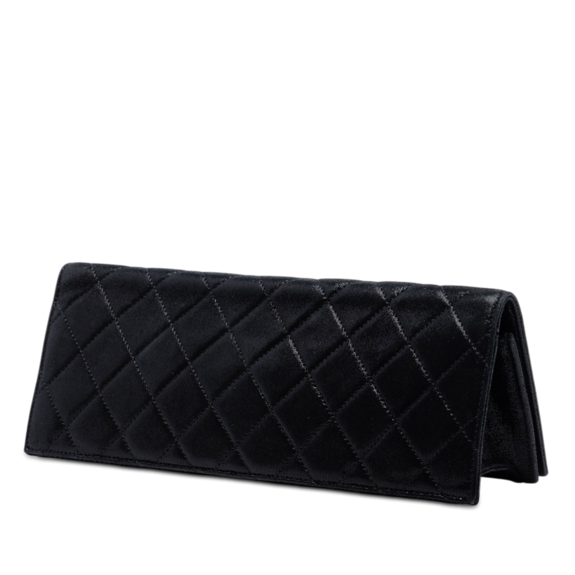Quilted Iridescent Suede Crystal CC Clutch