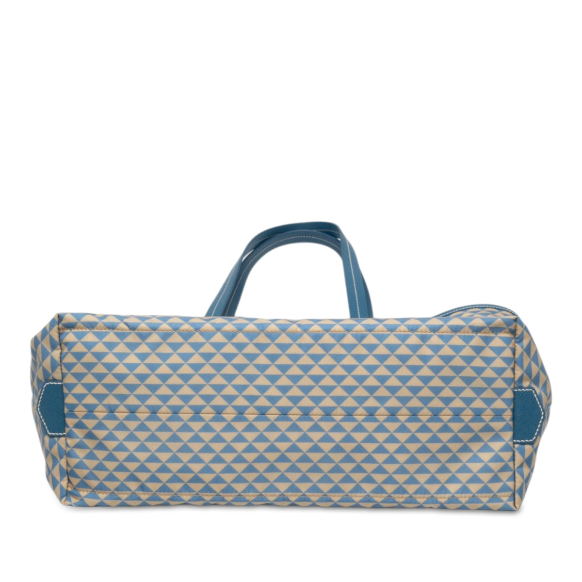 Prada Saffiano Trimmed Tessuto Symbole Triangolo Tote — Blue