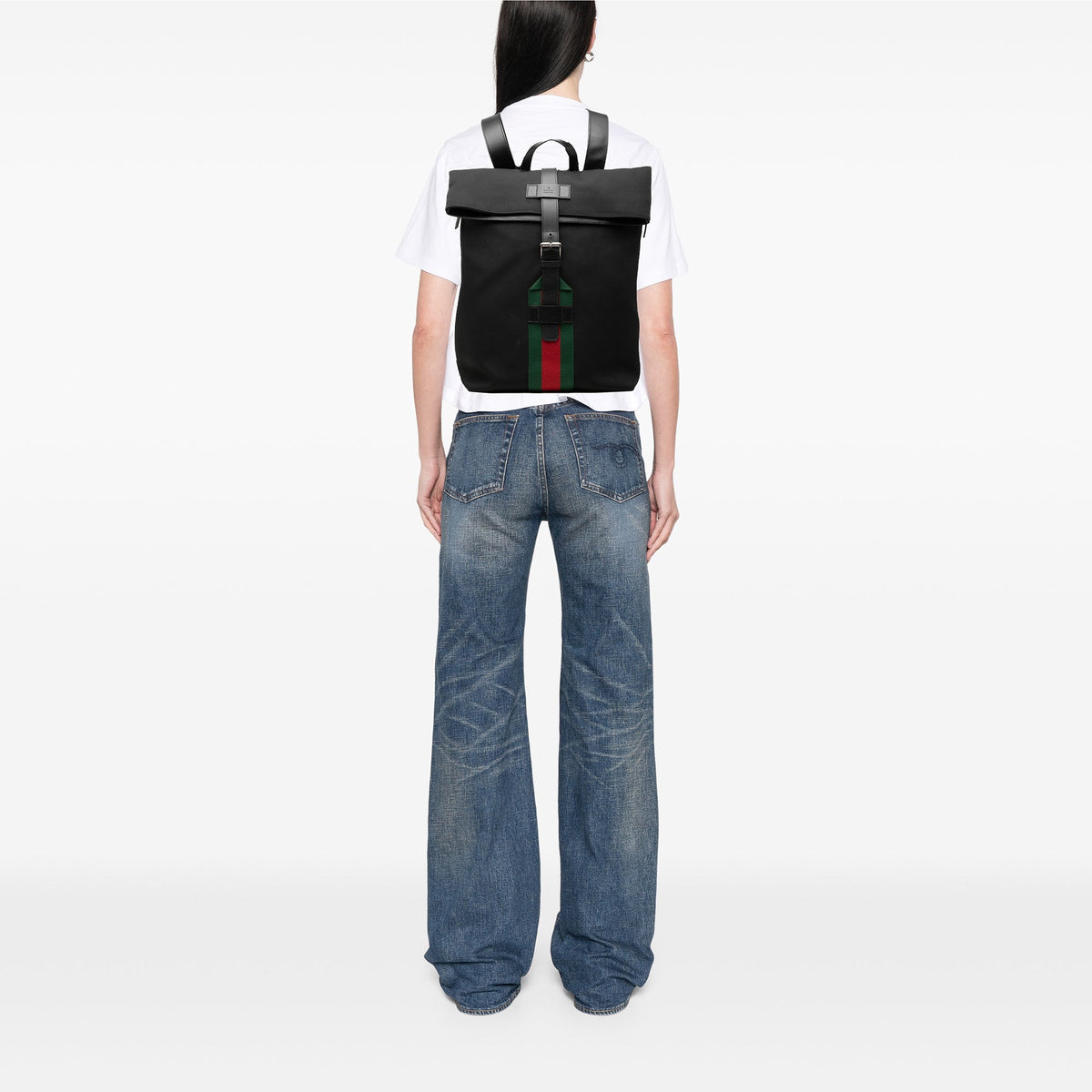 Gucci Canvas Techno Web Fold Over Backpack