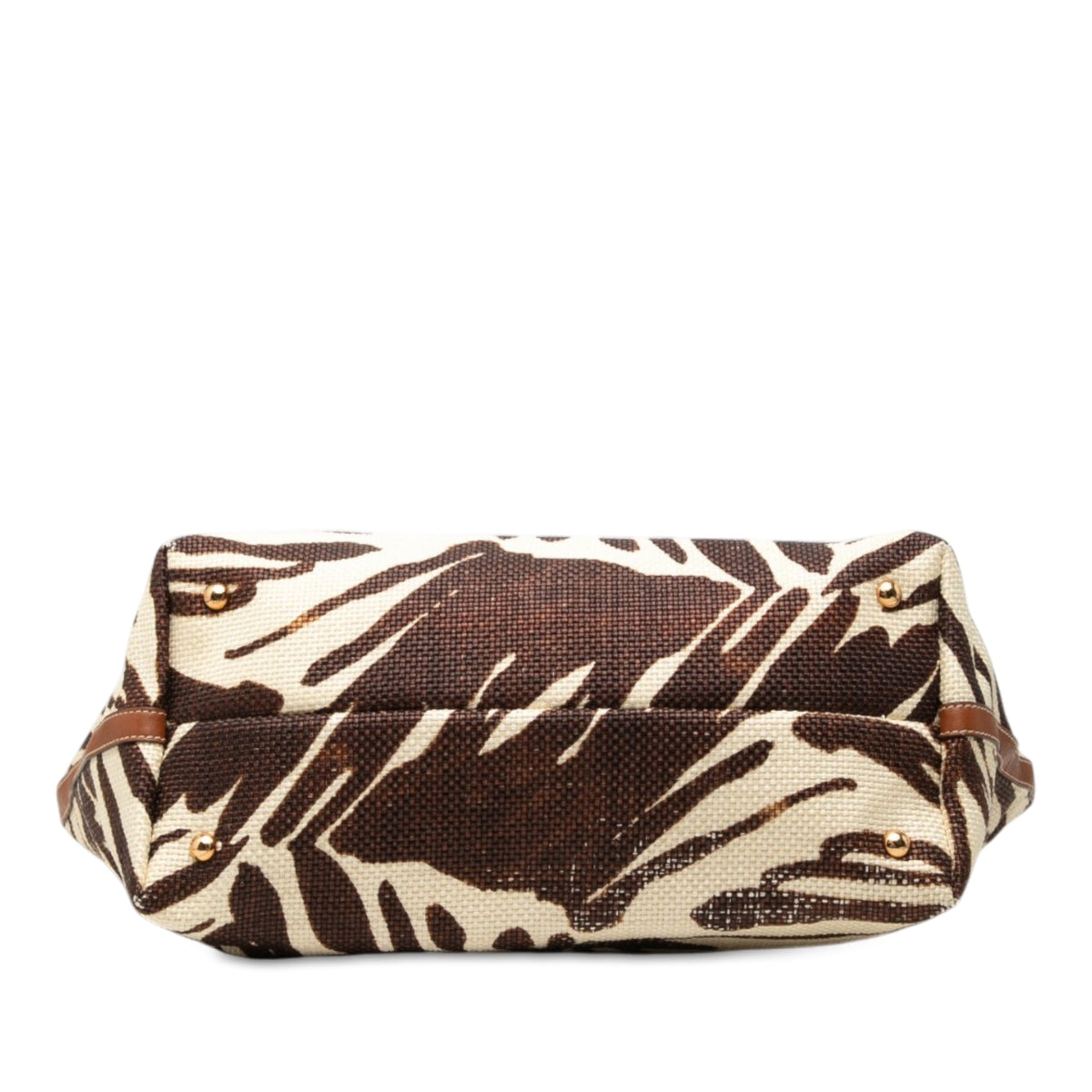 Ferragamo Zebra Printed Straw Shopper Tote — Brown
