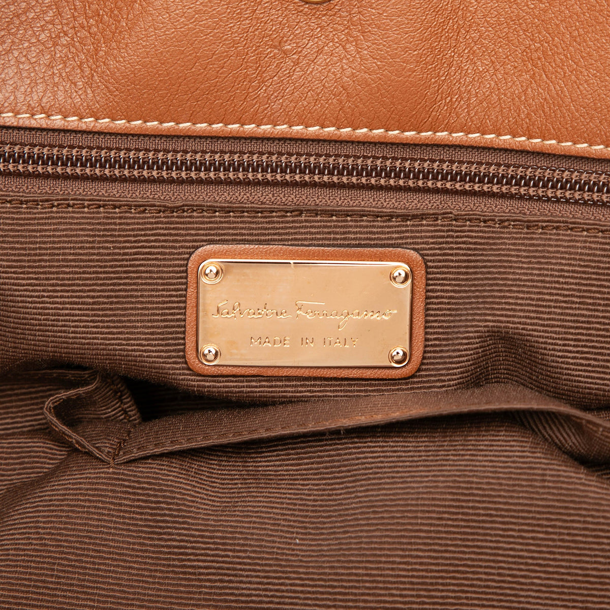 Ferragamo Zebra Printed Straw Shopper Tote — Brown