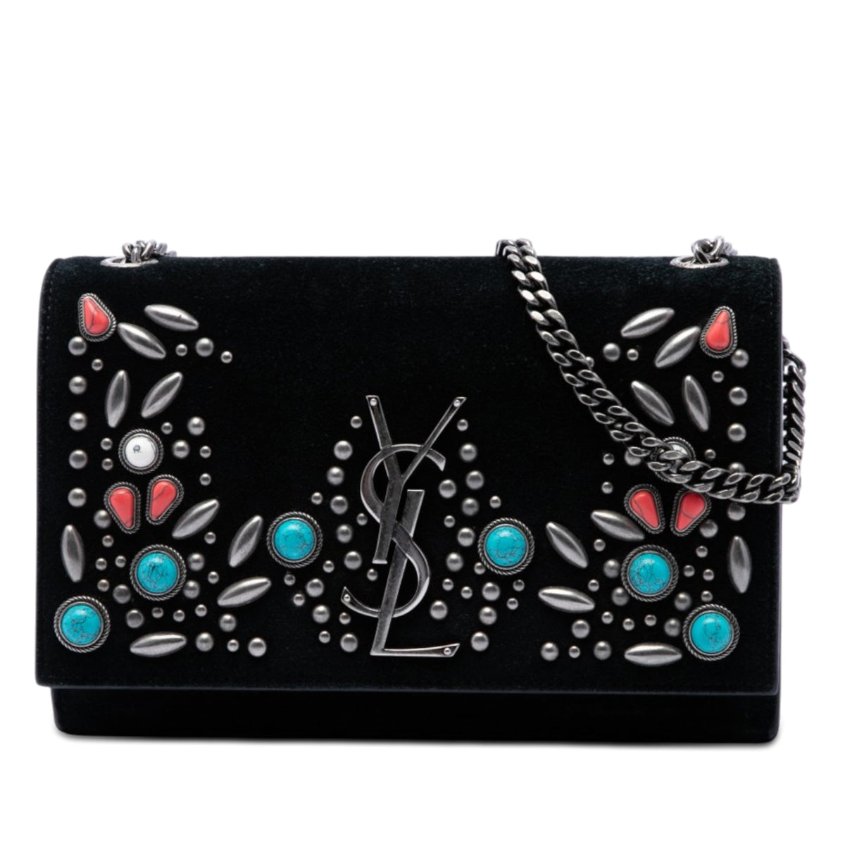 Saint Laurent Small Suede Monogram Stone Studded Kate Crossbody