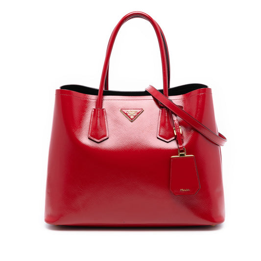 Prada Medium Saffiano Vernice Double Satchel