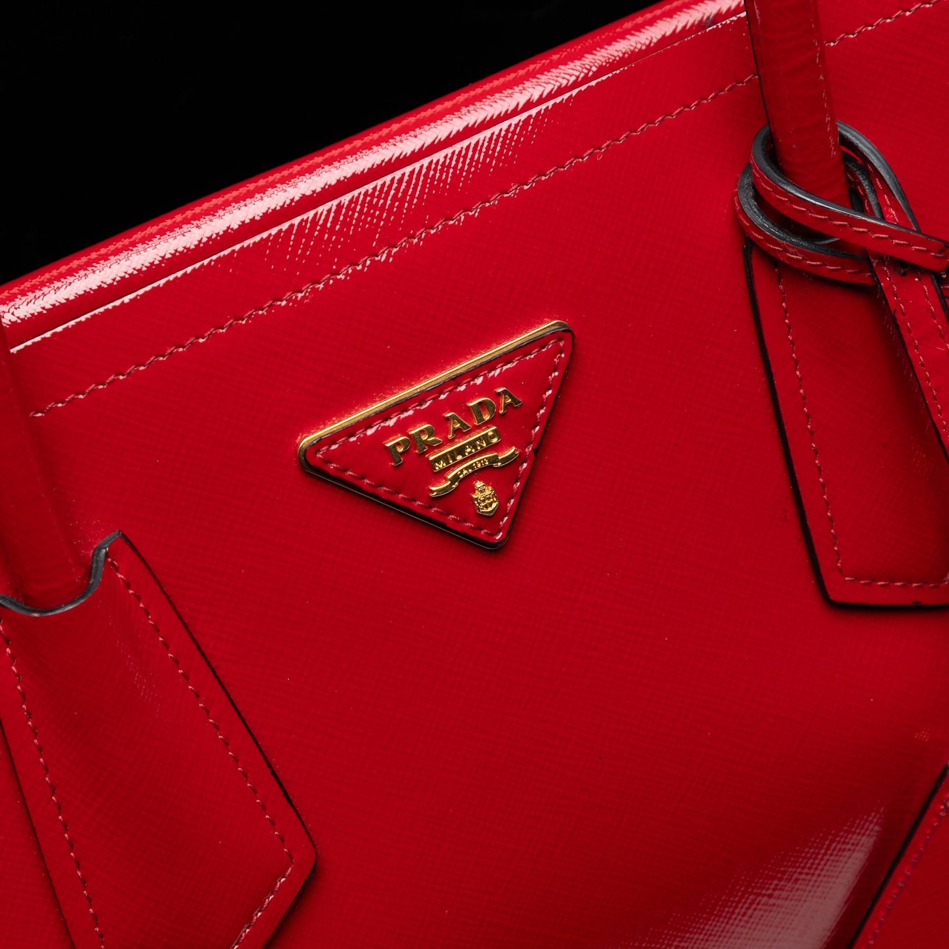 Prada Medium Saffiano Vernice Double Satchel