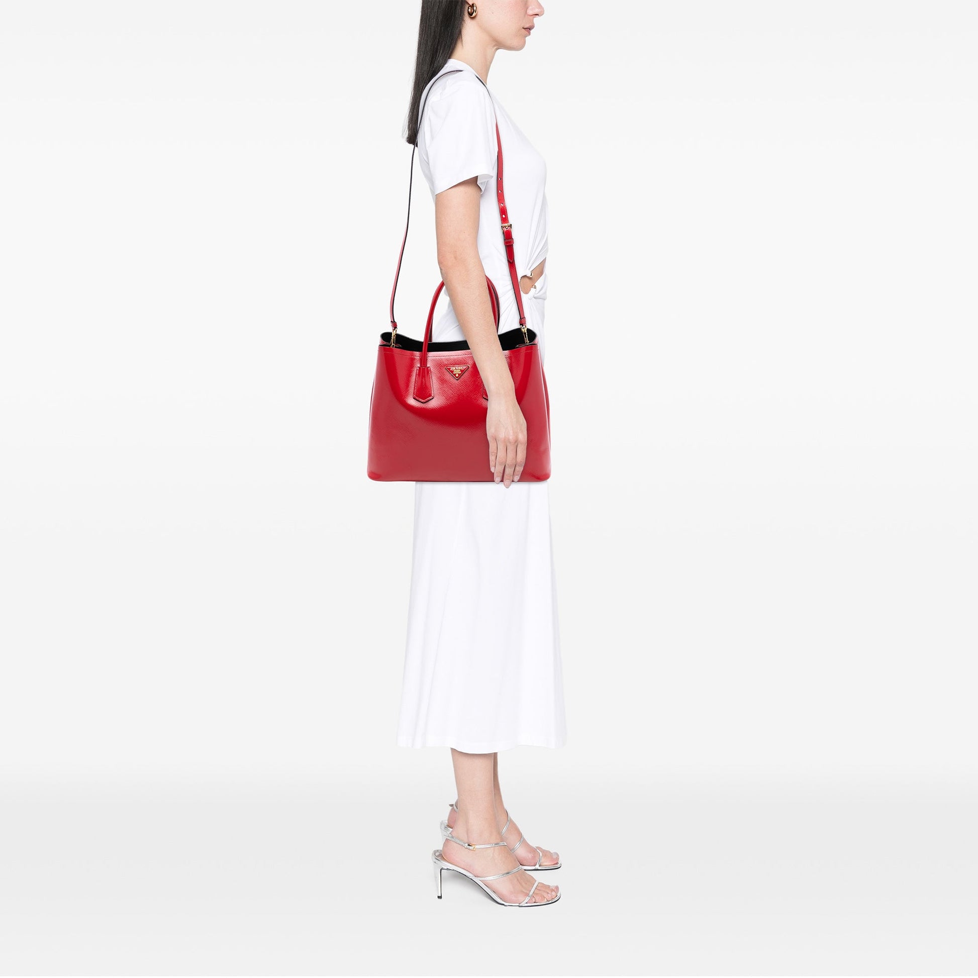 Prada Medium Saffiano Vernice Double Satchel