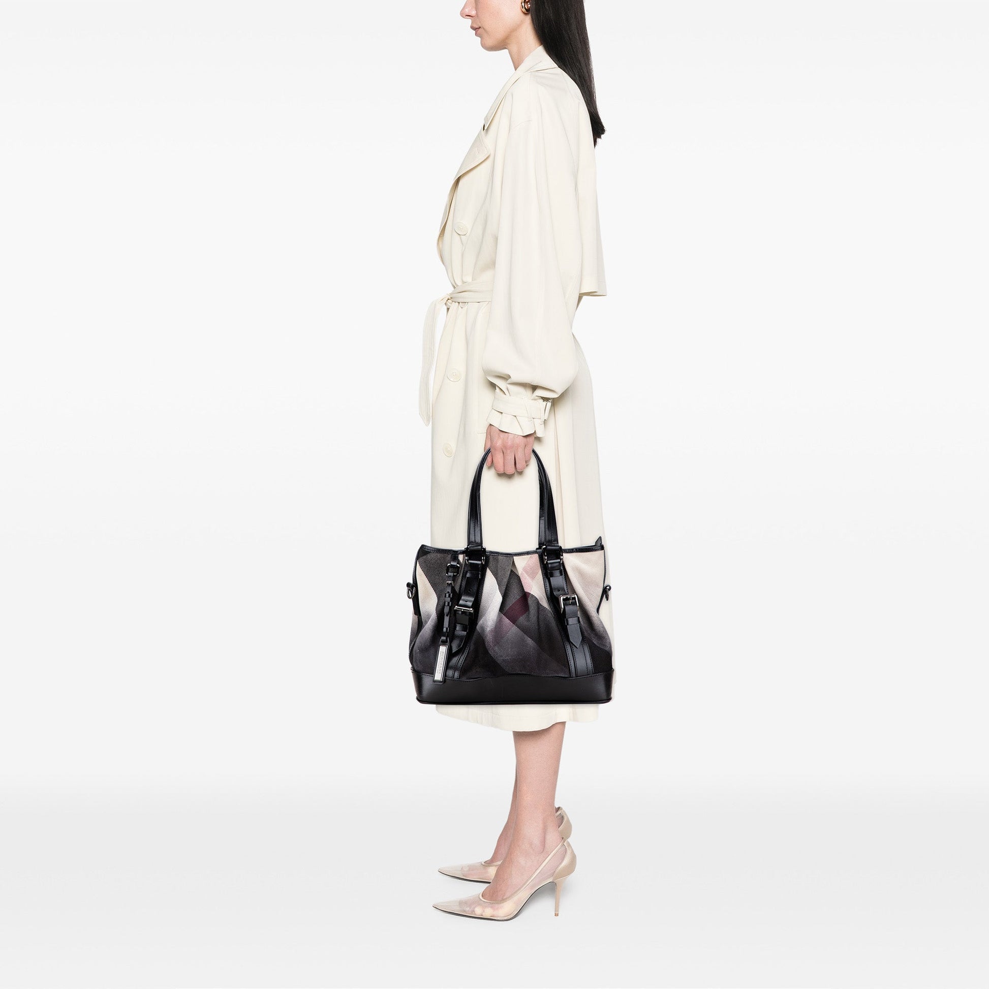 Burberry Mega Check Canvas Lowry Satchel
