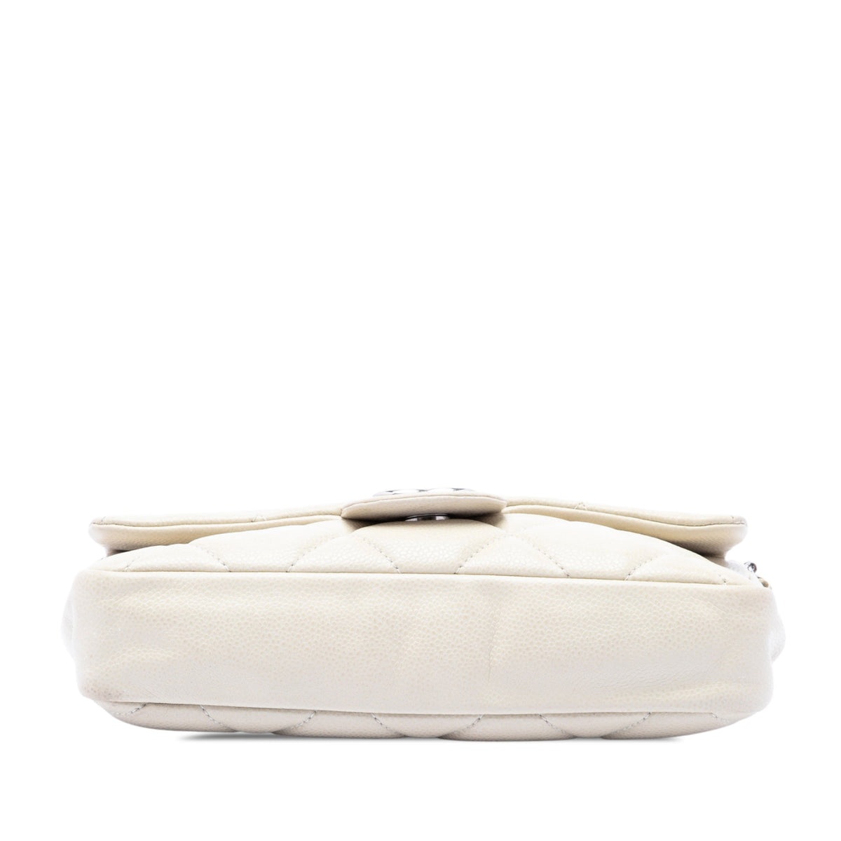 Chanel Small Glazed Quilted Caviar Nature Flap — White