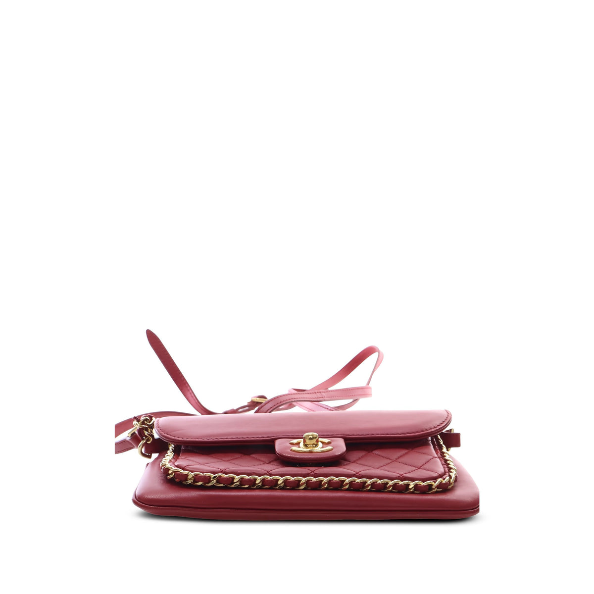 Chanel Small Quilted Lambskin CC Unchained Flap — Red
