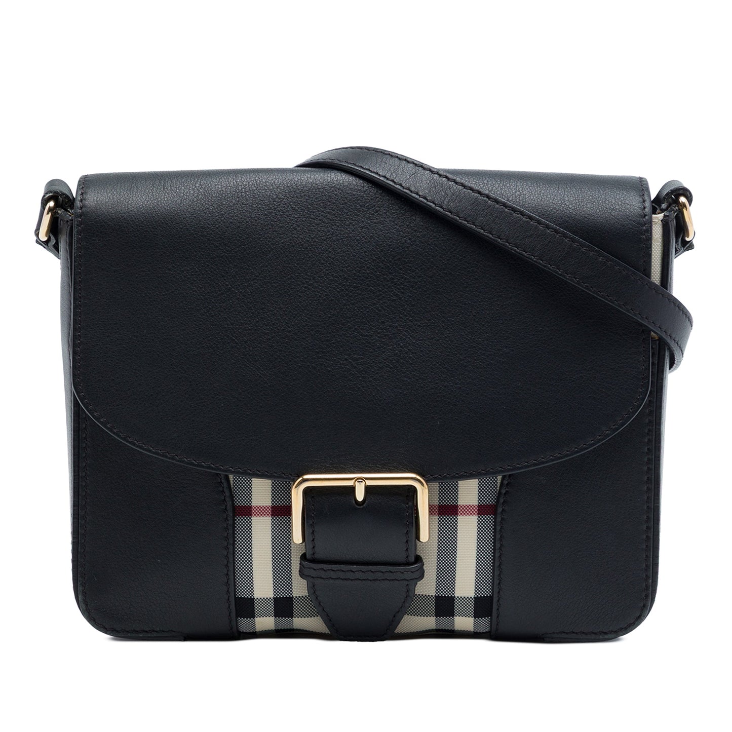 Burberry Small Haymarket Check Nylon and Leather Dickens Crossbody