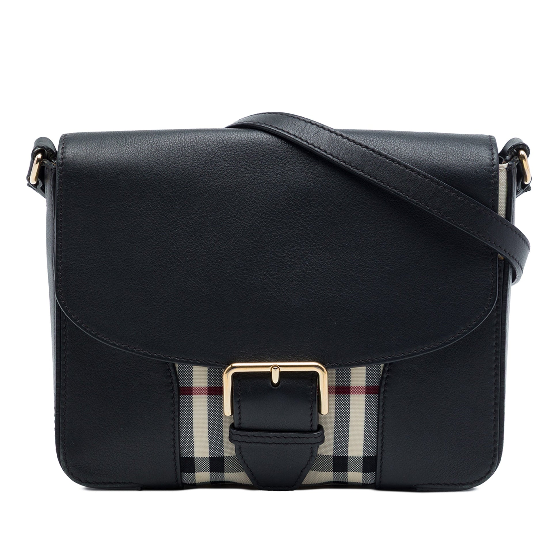 Burberry Small Haymarket Check Nylon and Leather Dickens Crossbody