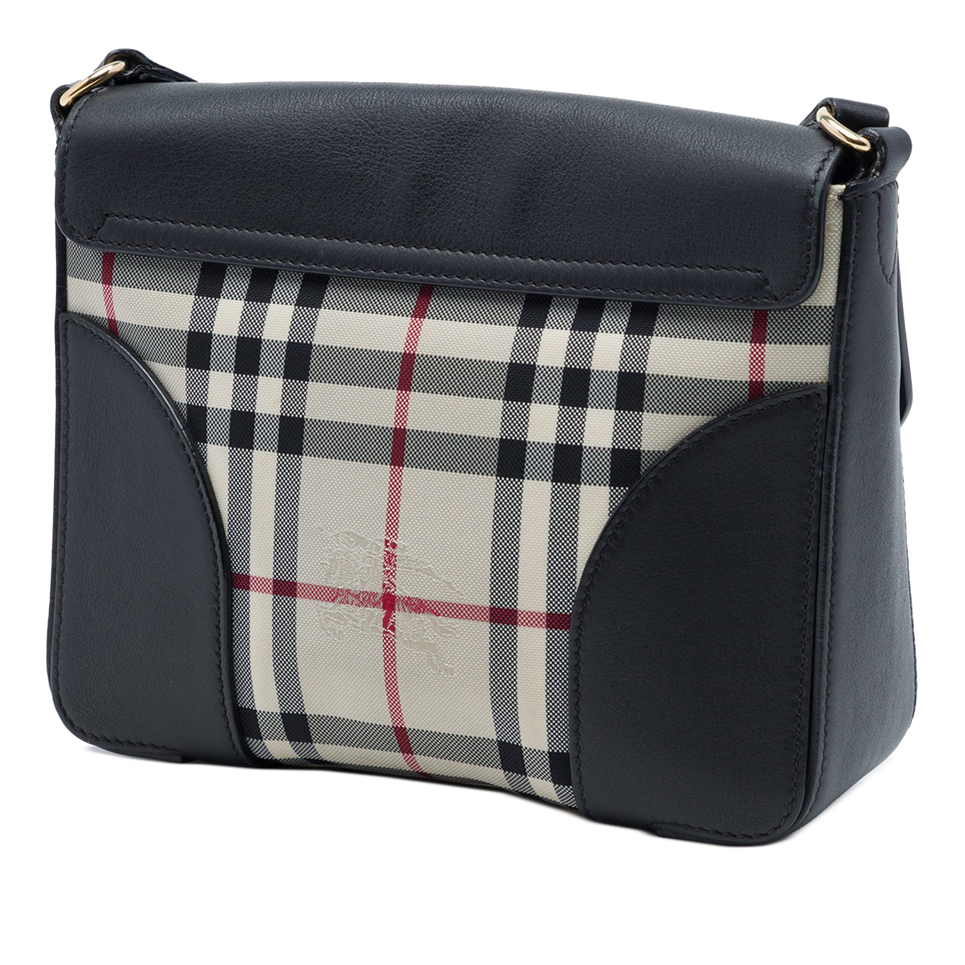 Burberry Small Haymarket Check Nylon and Leather Dickens Crossbody