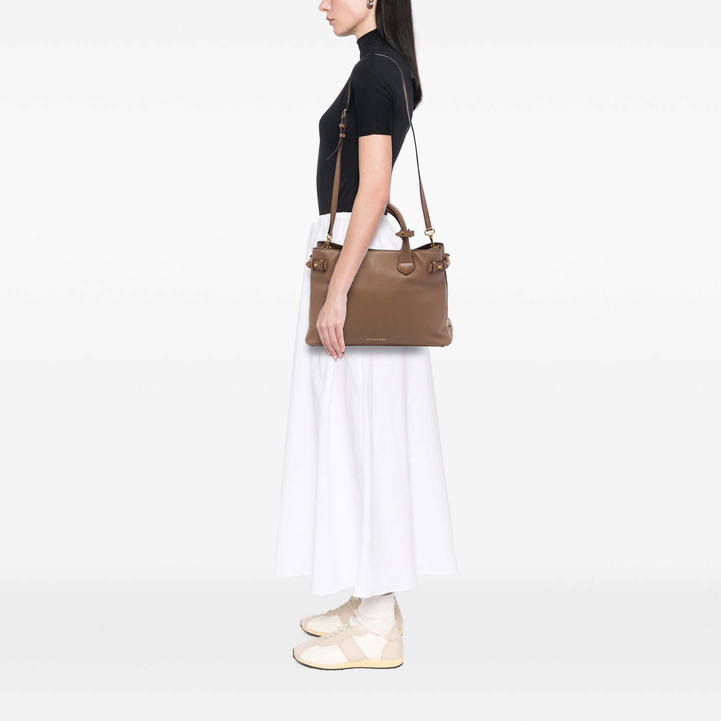 Burberry Medium Calfskin and House Check Banner Satchel