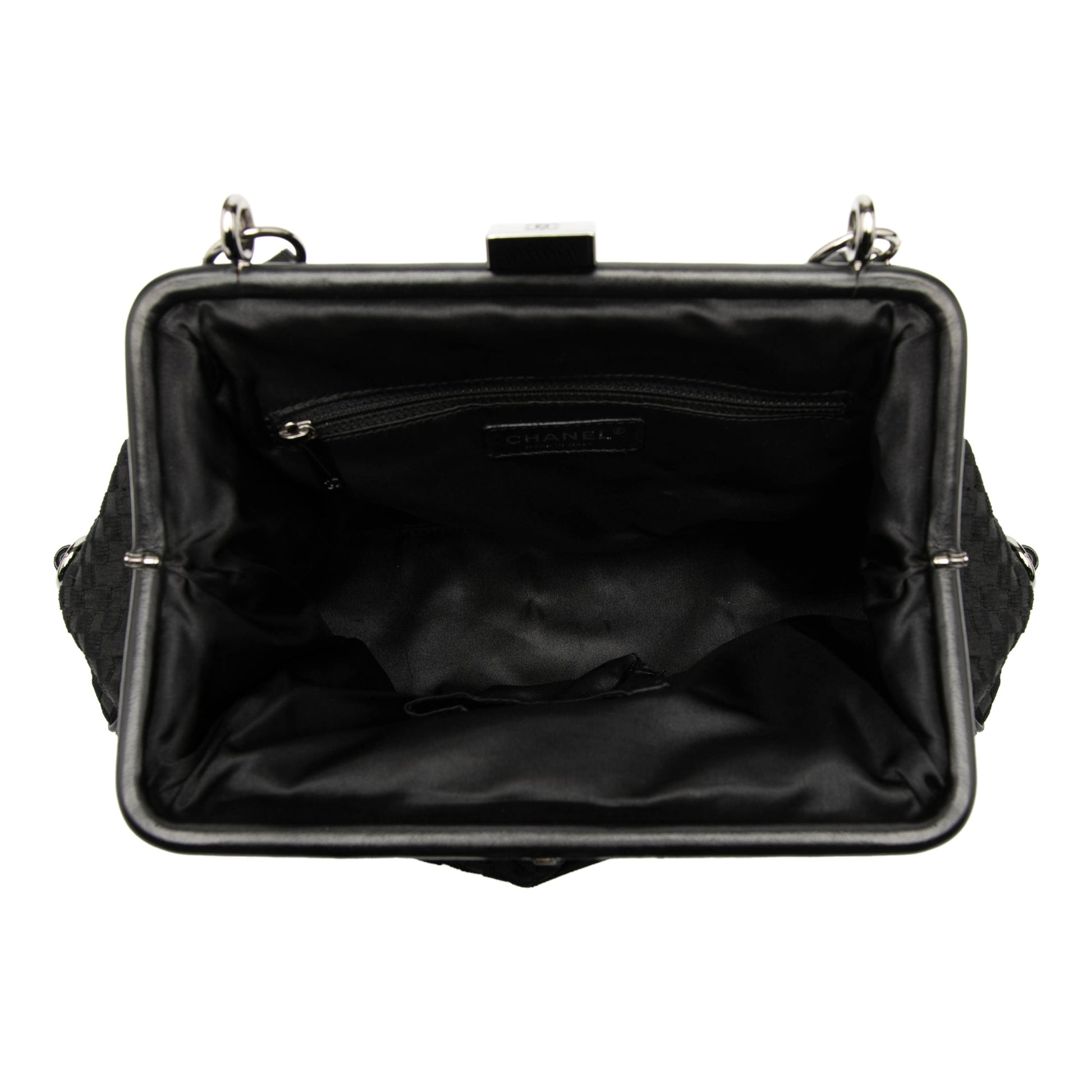 Chanel CC Check Embossed Velvet Belted Side Frame Bag