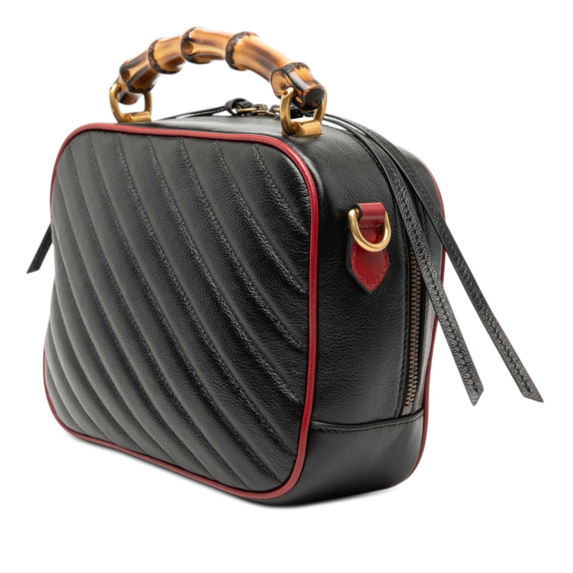 Small GG Marmont Matelasse Diagonal Leather Torchon Bamboo Satchel