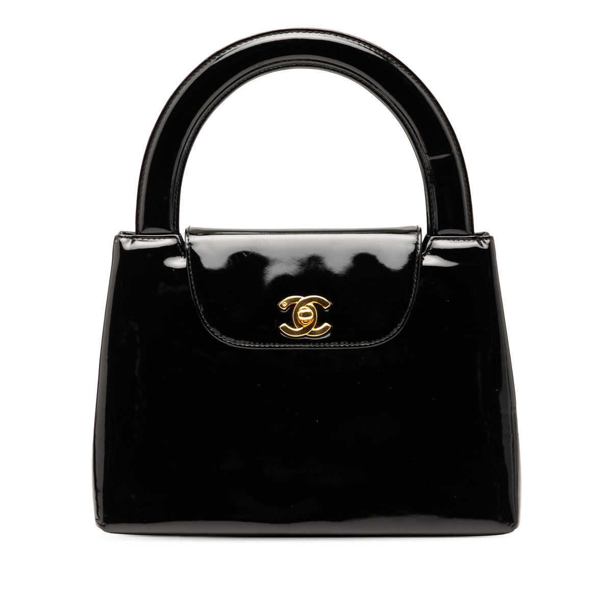 Chanel Patent Kelly Top Handle Flap — Black