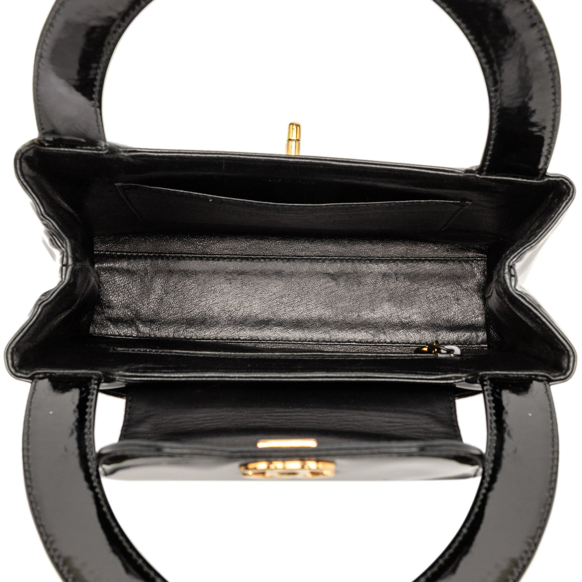 Chanel Patent Kelly Top Handle Flap — Black