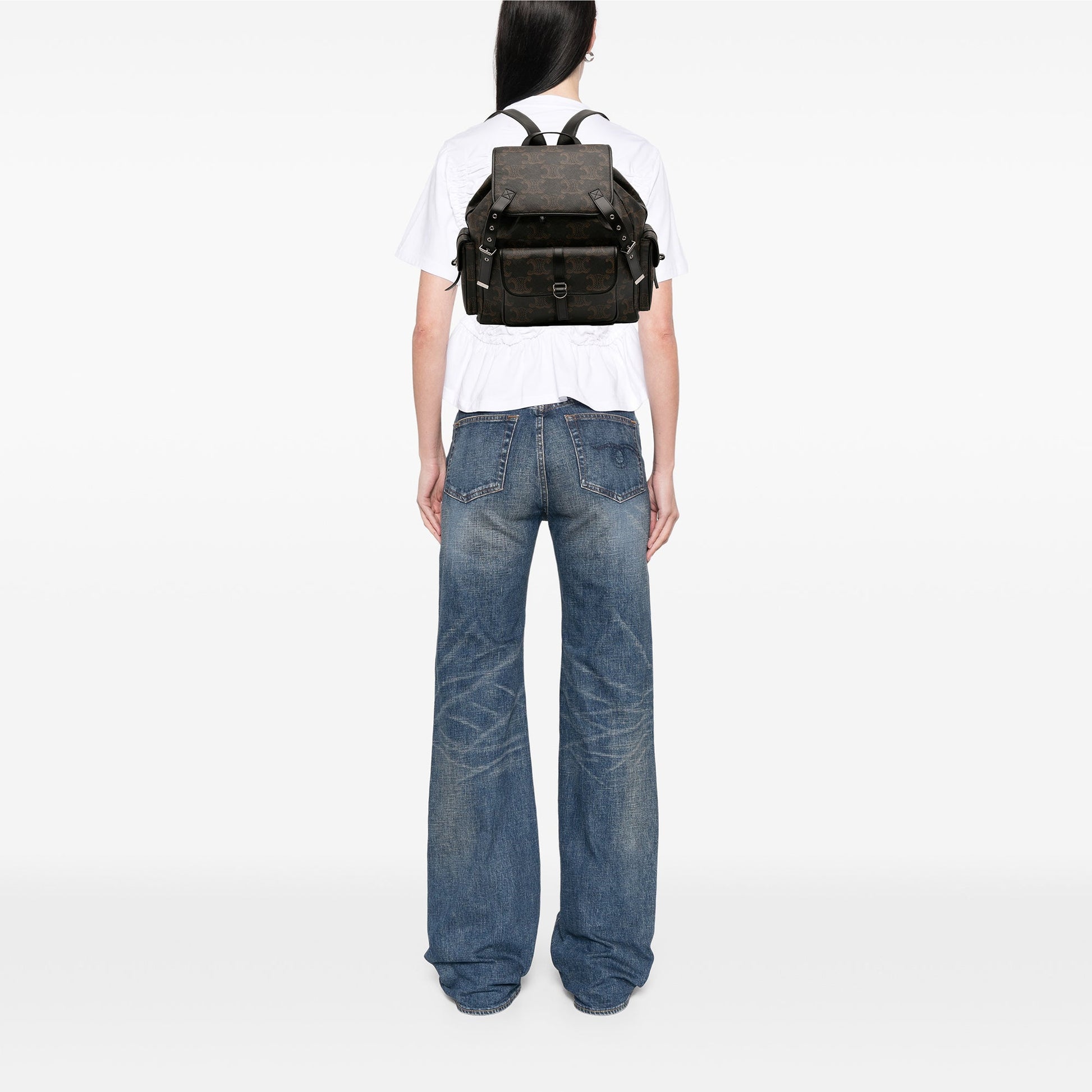 Celine Medium Triomphe Coated Canvas Backpack