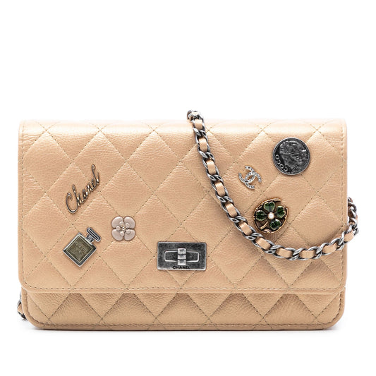 Quilted Aged Calfskin Reissue 2.55 Lucky Charms Wallet On Chain