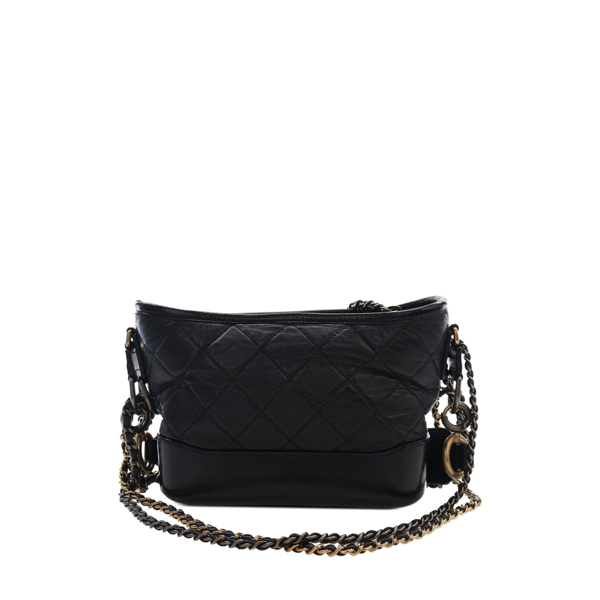 Chanel Small Quilted Aged Calfskin Gabrielle Hobo — Black