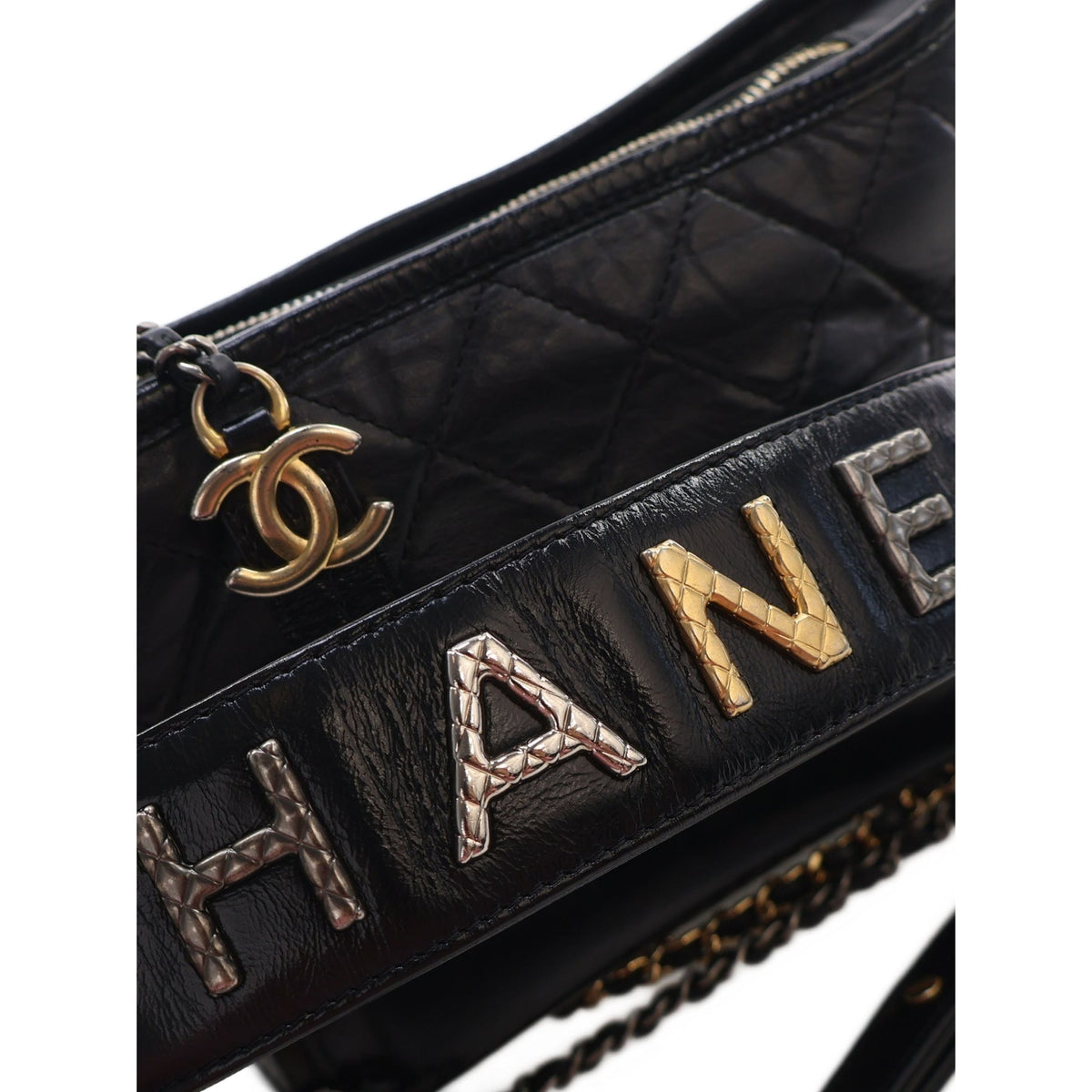 Chanel Small Quilted Aged Calfskin Gabrielle Hobo — Black