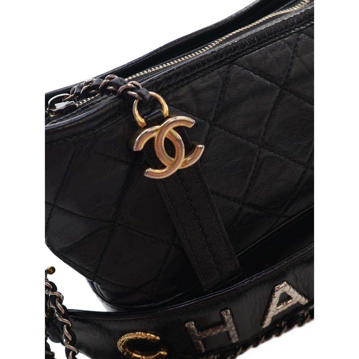 Chanel Small Quilted Aged Calfskin Gabrielle Hobo — Black