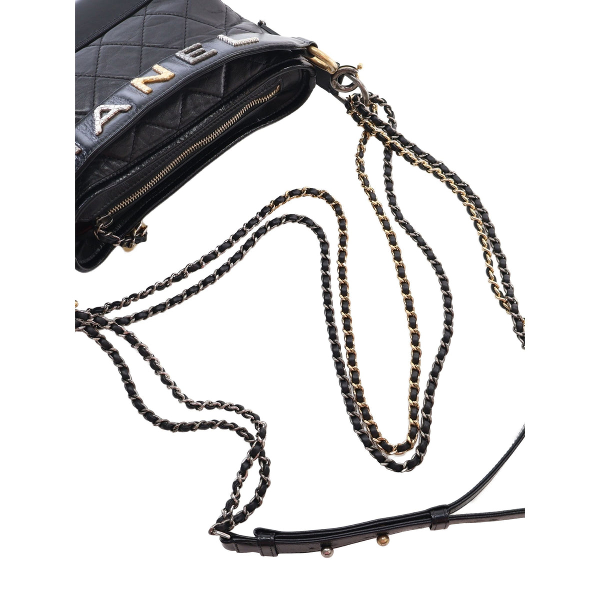 Chanel Small Quilted Aged Calfskin Gabrielle Hobo — Black