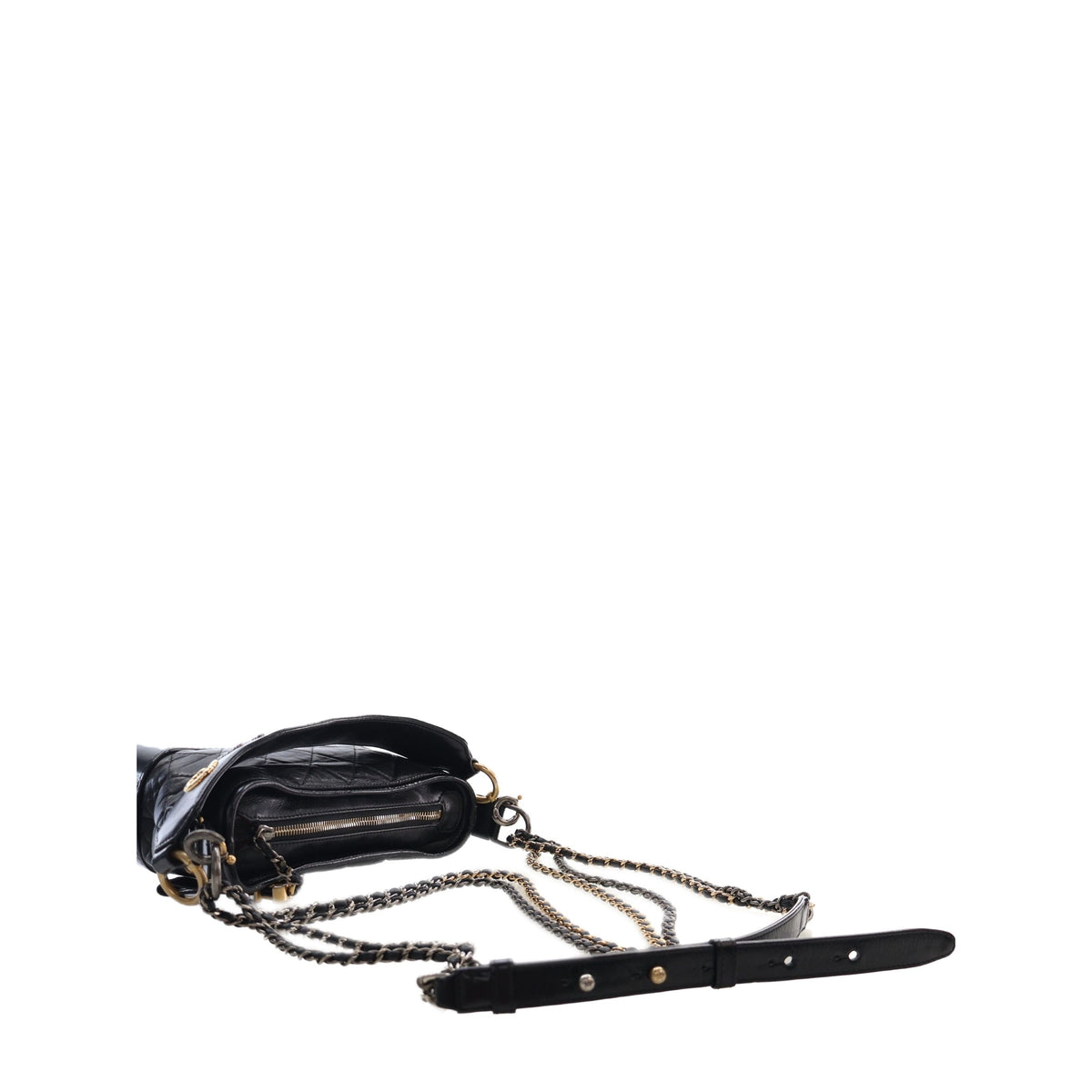 Chanel Small Quilted Aged Calfskin Gabrielle Hobo — Black