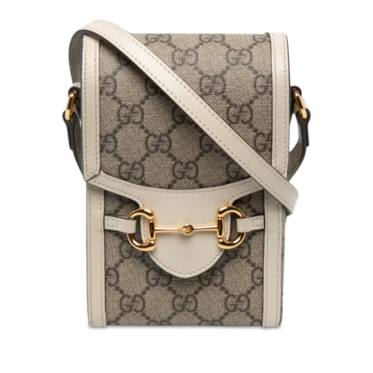 Gucci Mini GG Supreme Horsebit 1955 Crossbody — Beige