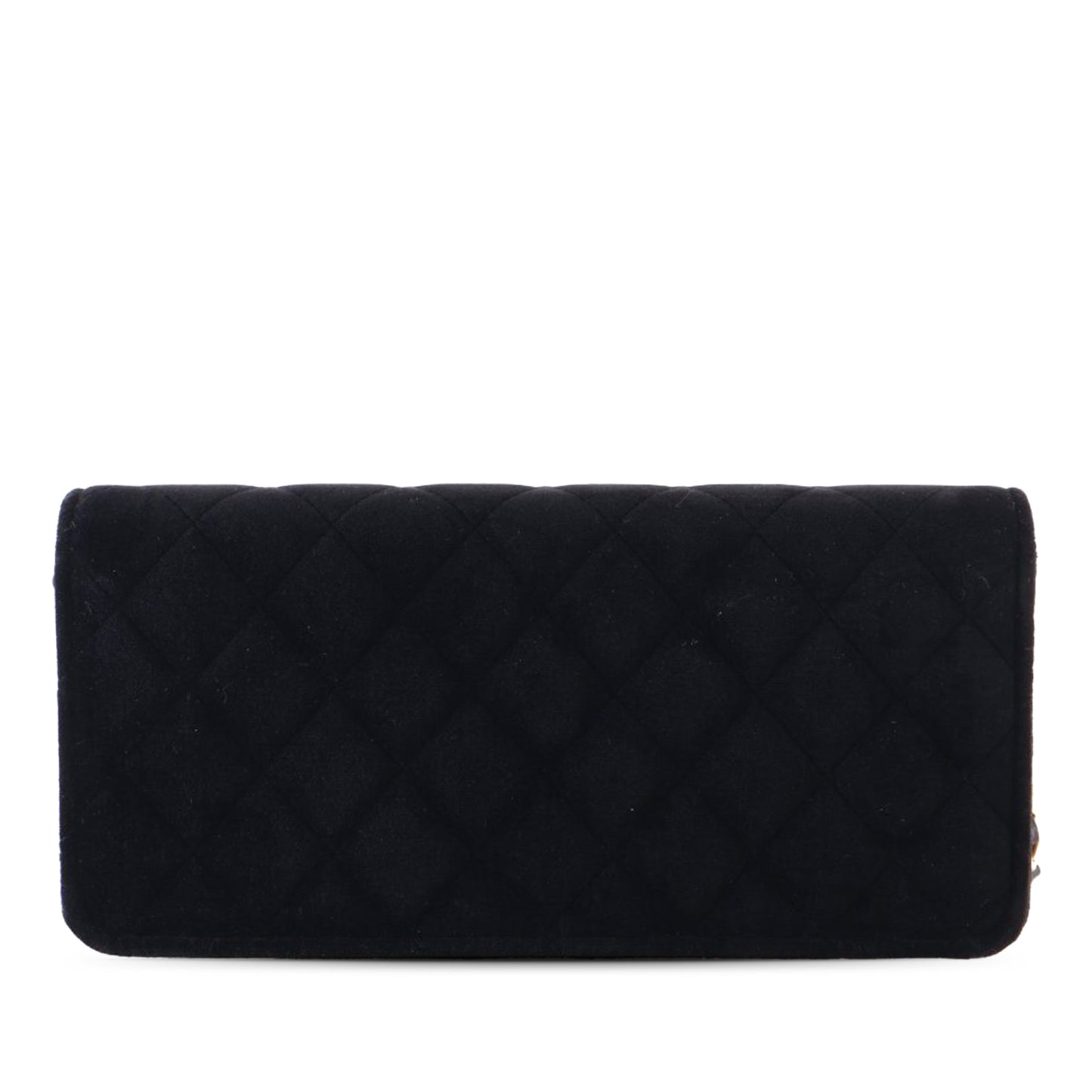 Chanel CC Quilted Velvet East West Clutch On Chain