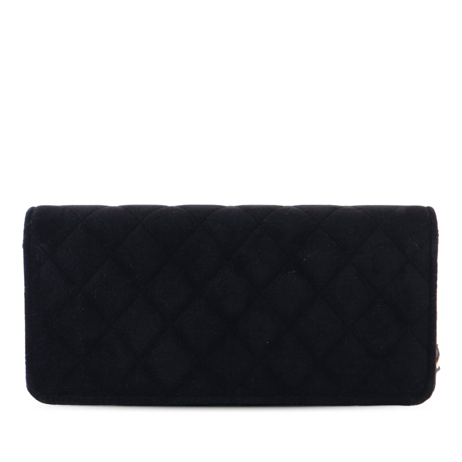Chanel CC Quilted Velvet East West Clutch On Chain