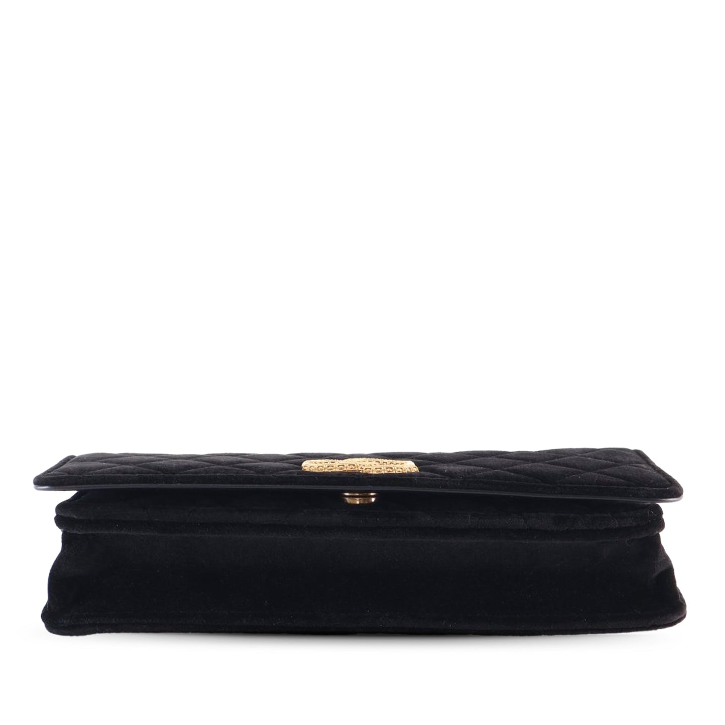 Chanel CC Quilted Velvet East West Clutch On Chain