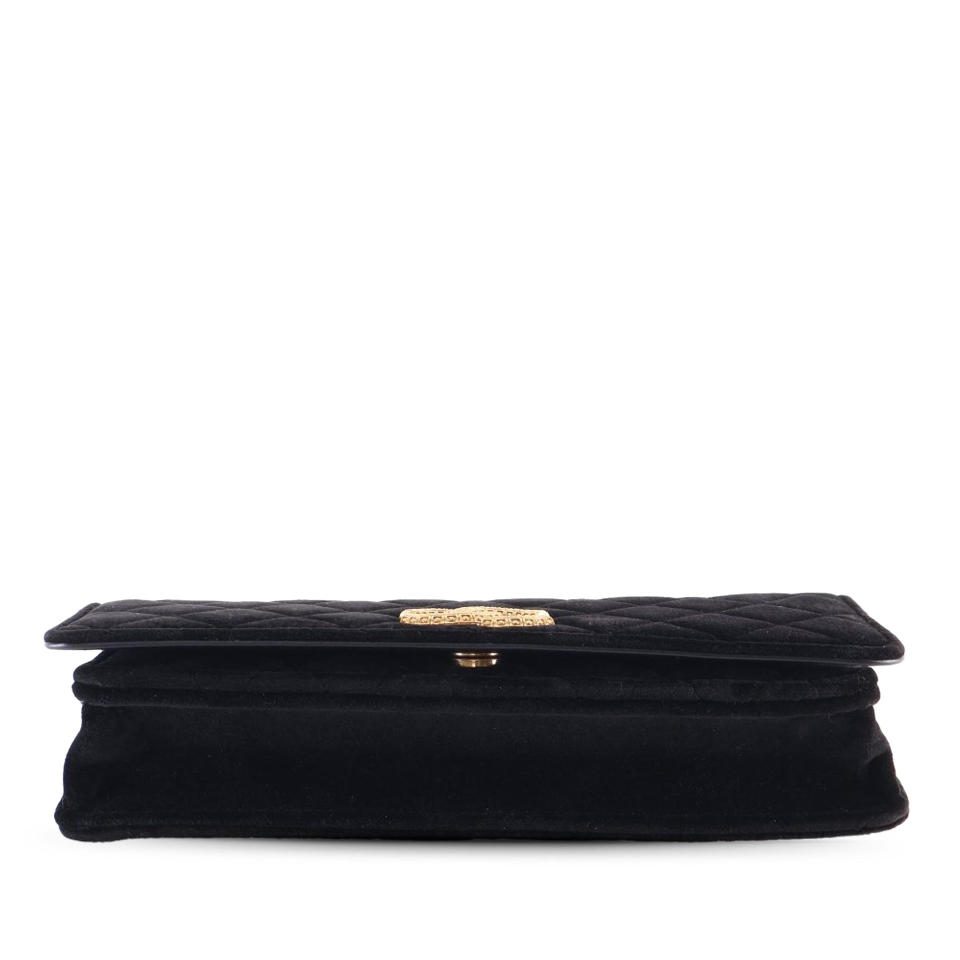Chanel CC Quilted Velvet East West Clutch On Chain