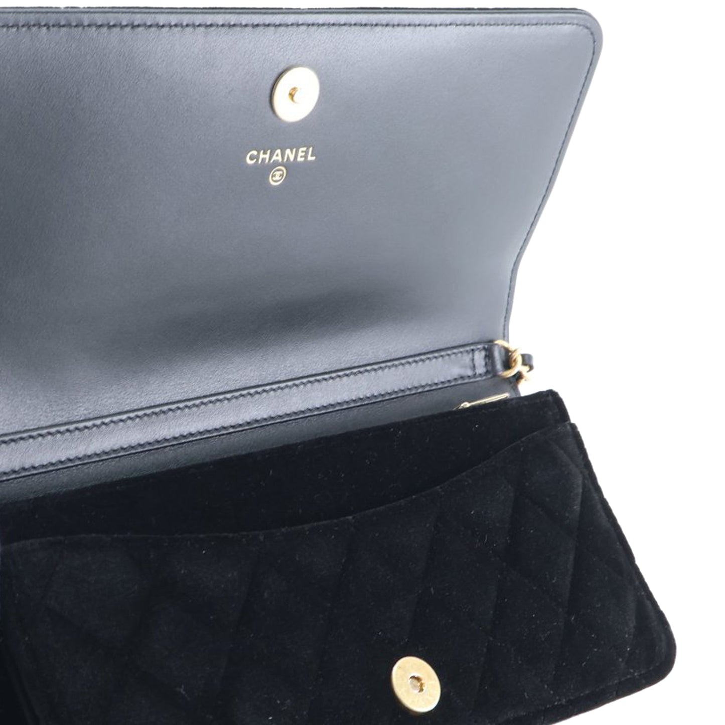 Chanel CC Quilted Velvet East West Clutch On Chain