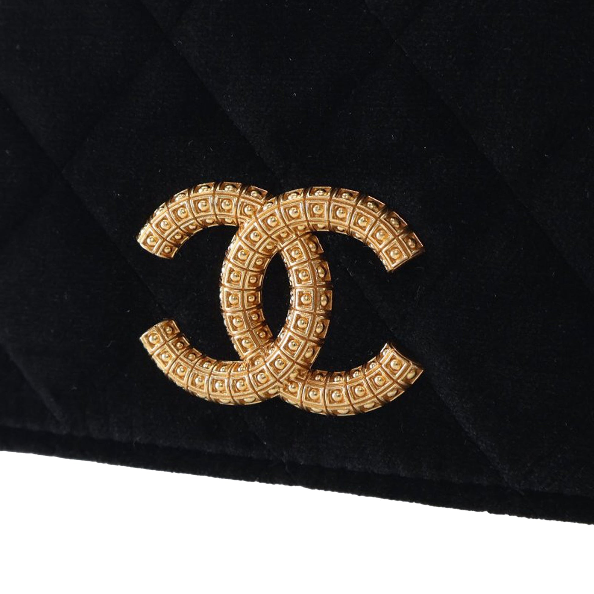 Chanel CC Quilted Velvet East West Clutch On Chain