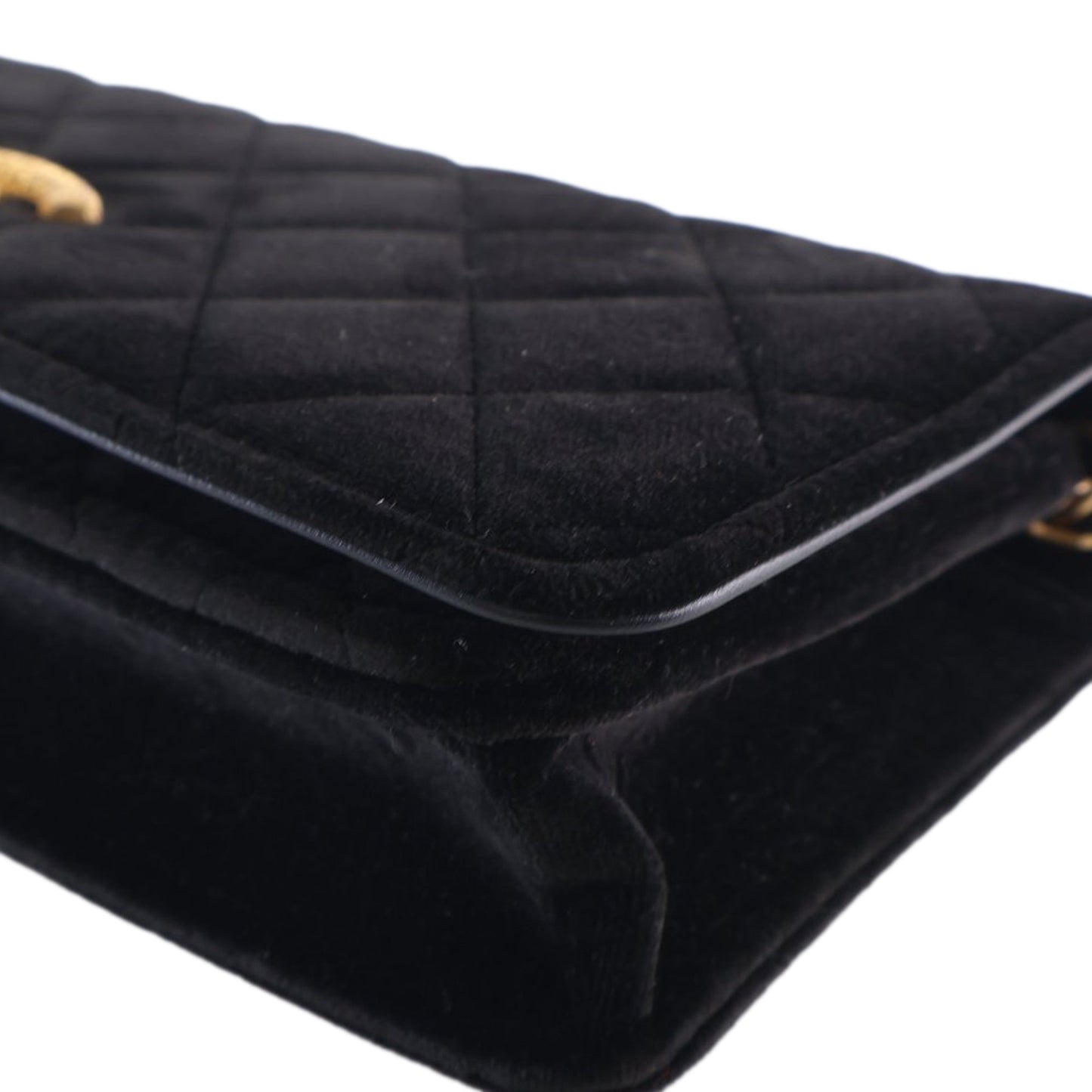 Chanel CC Quilted Velvet East West Clutch On Chain