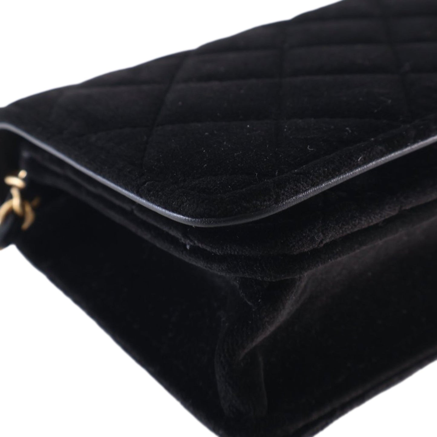 Chanel CC Quilted Velvet East West Clutch On Chain