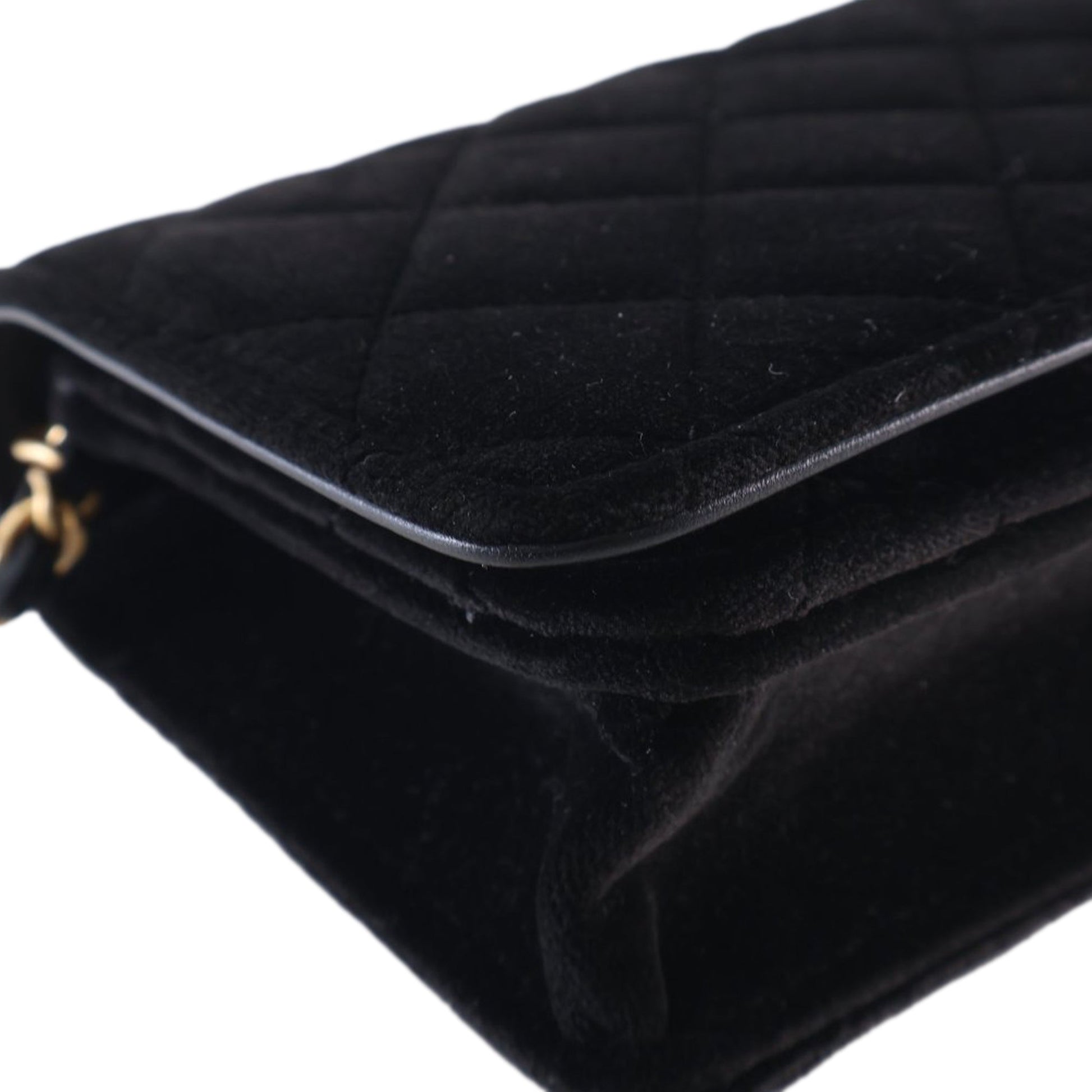 Chanel CC Quilted Velvet East West Clutch On Chain