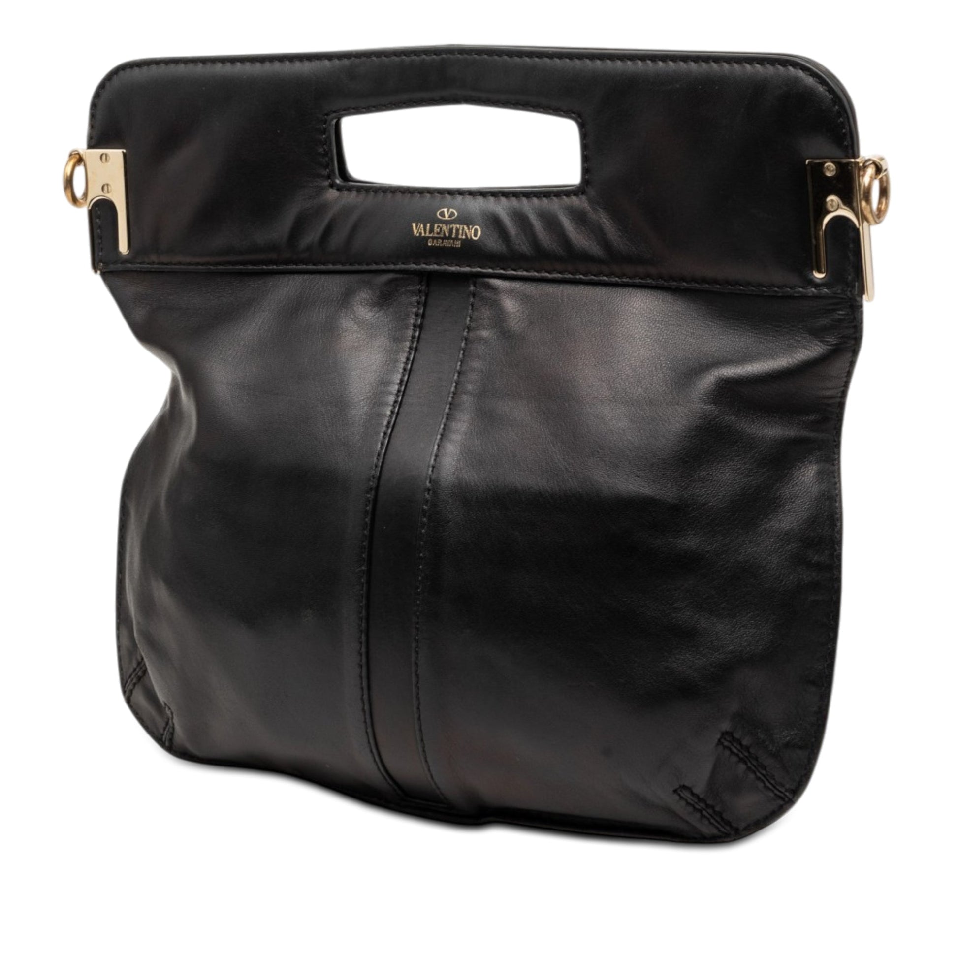 Valentino Smooth Calfskin Rockstud Cut Out Handle Satchel
