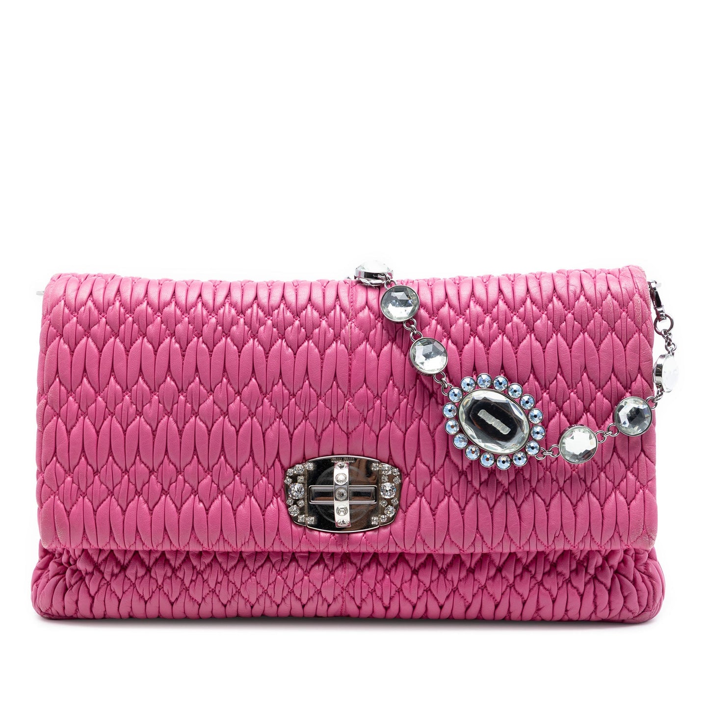 Miu Miu Matelasse Nappa Crystal Chain Satchel