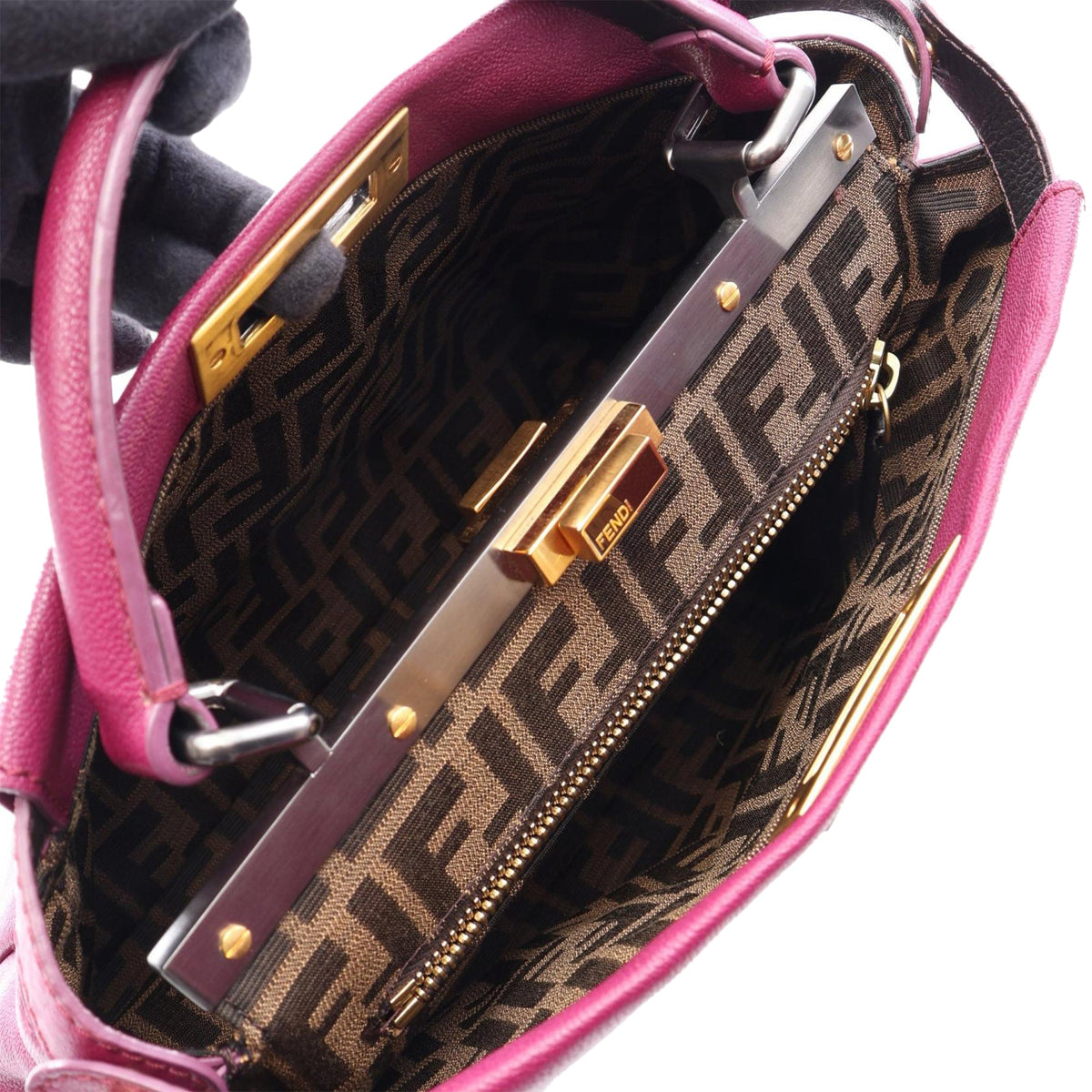 Fendi Medium Goatskin Peekaboo Satchel — Purple