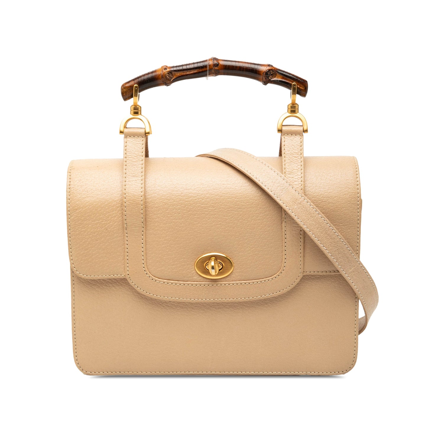 Gucci Calfskin Turnlock Bamboo Top Handle Bag