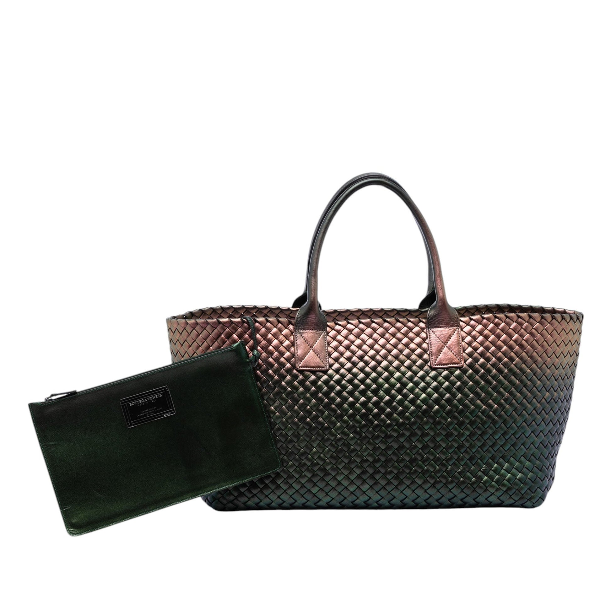 Bottega Veneta Medium Iridescent Nappa Intrecciato Cabat Tote