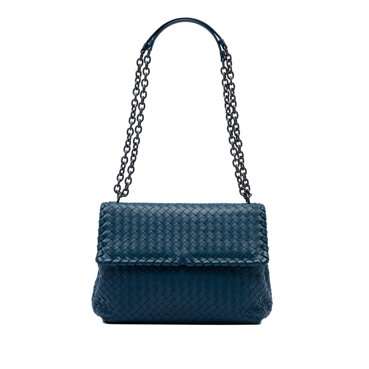 Bottega Veneta Medium Nappa Intrecciato Olimpia Shoulder Bag — Blue