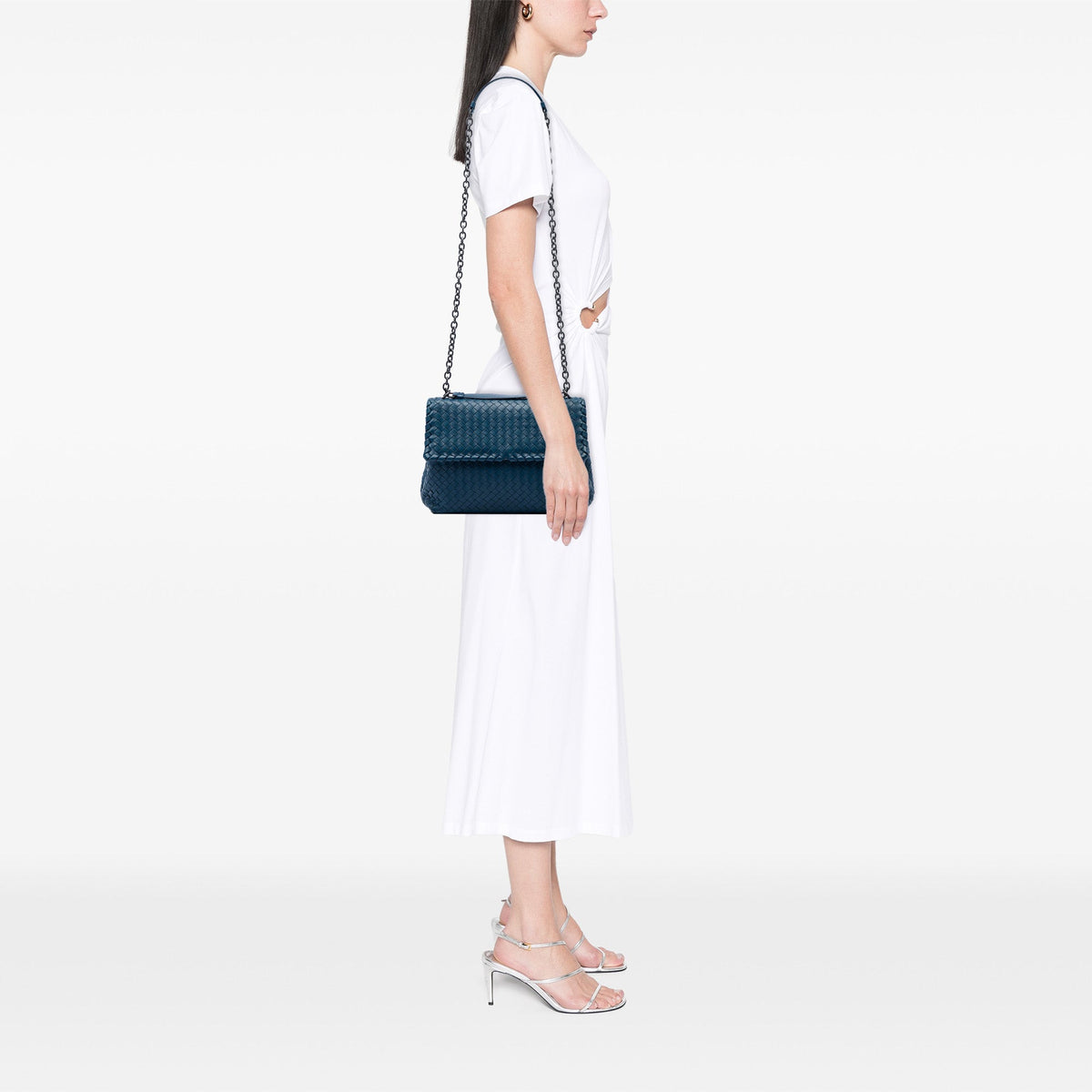 Bottega Veneta Medium Nappa Intrecciato Olimpia Shoulder Bag — Blue