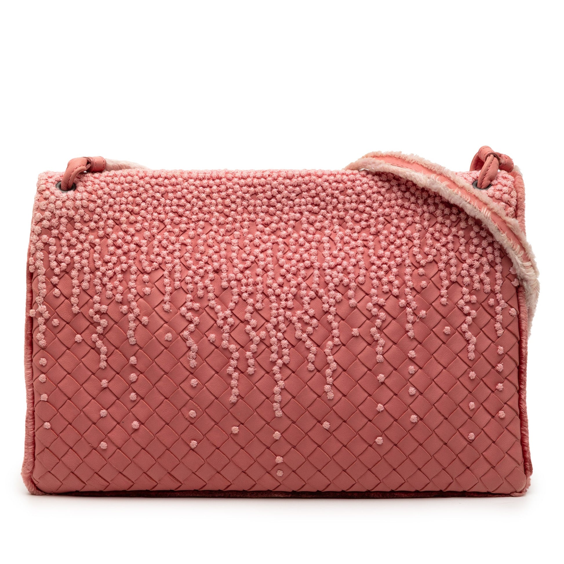 Bottega Veneta Nappa Intrecciato Embroidered Fold Over Crossbody